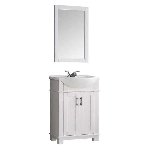 Juno Pure White Wooden 24" Bathroom Vanity Set