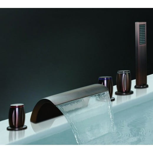 Juno Roman Oil Rubbed Bronze Waterfall Bathtub Faucet Hand Held Shower Head