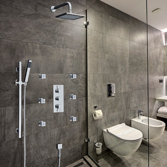Juno Saint-tienne Chrome Thermostatic Shower System Set