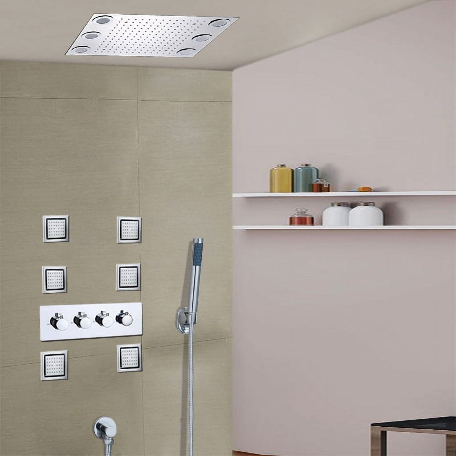 Juno Stainless Steel wall mounted head, LED Rain Shower Set with Body ...