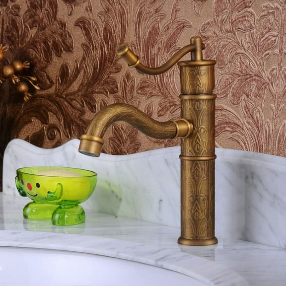 Juno Stylish Hand Pump Antique Brass Bathroom Faucet