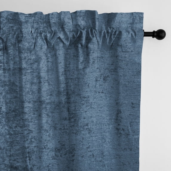Juno Velvet Bluebell Pole Top Drapery Panel - Pair 50"x144"