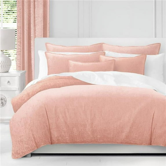Juno Velvet Coverlet & 1 Pillow Sham Set, Blush - Twin Size - 2 Piece