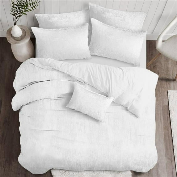 Juno Velvet Duvet Cover & 2 Pillow Shams Set, White - California King Size - 3 Piece