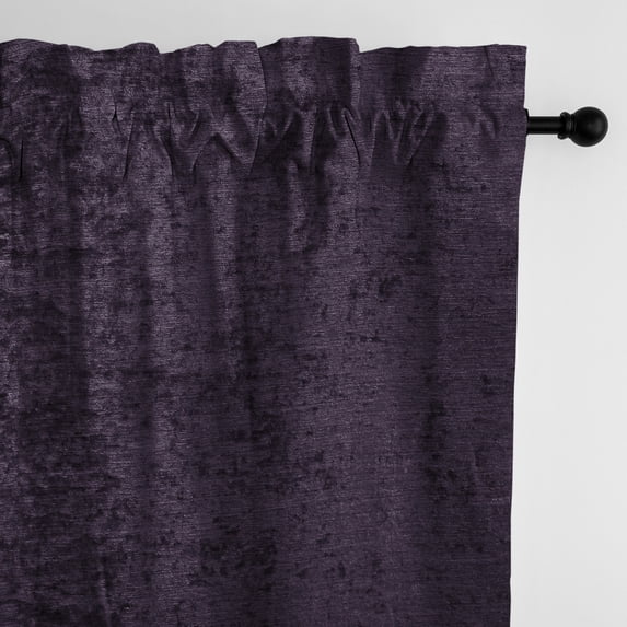 Juno Velvet Eggplant Pole Top Drapery Panel - Pair 50"x144"