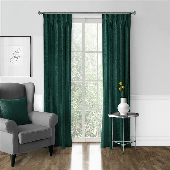 Juno Velvet Pinch Pleat Drapery Panel, Emerald - 20 x 132 in. - Pack of 2