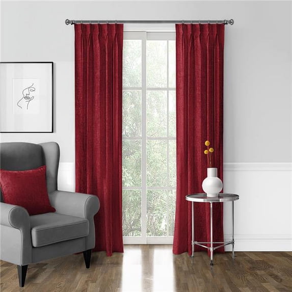 Juno Velvet Pinch Pleat Drapery Panel, Red - 20 x 144 in. - Pack of 2