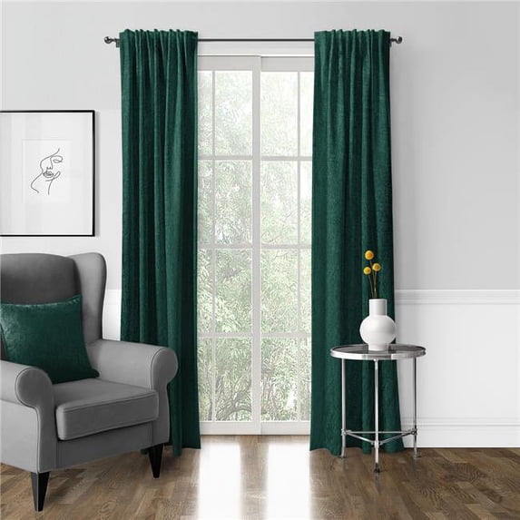 Juno Velvet Pole Top Drapery Panel, Emerald - 50 x 84 in. - Pack of 2