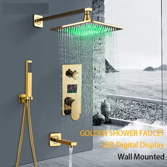 Juno Verona Bathroom Shower Set With Mixer Tap In Gold