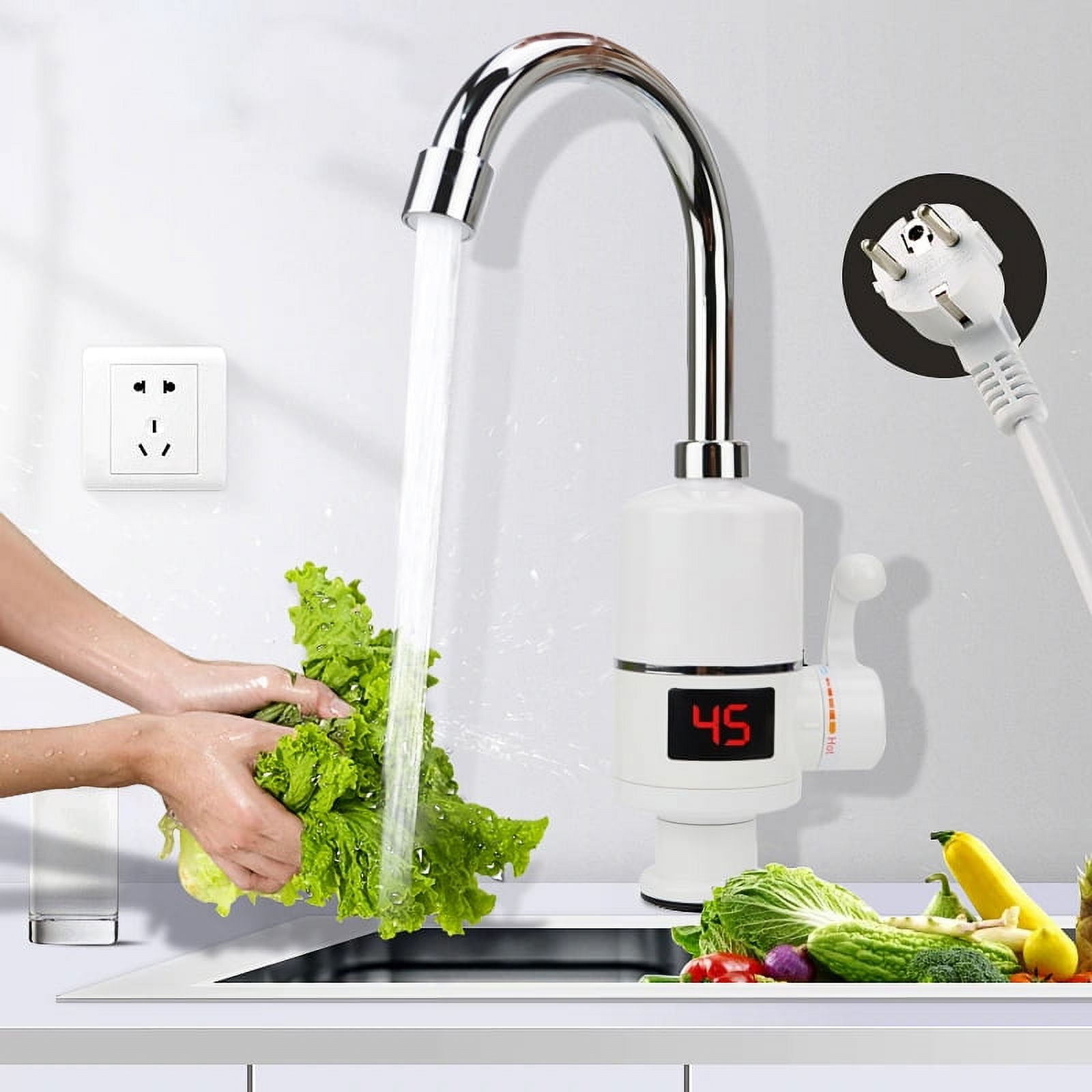 Juno White Electric Instant Hot Water Heater Kitchen Faucet