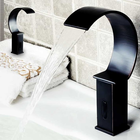 Juno Widespread Antique Black Automatic Sensor Waterfall Bathroom Faucet