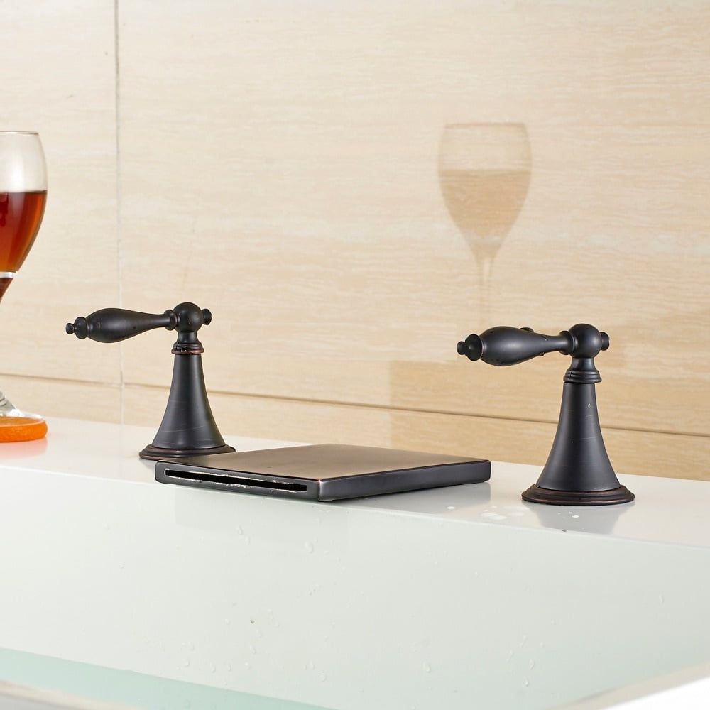 Juno Widespread Bathtub Waterfall Faucet Oil Rubbed Bronze