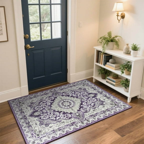 Junovo 2'x3'Rugs for Living Room Boho Rug Floor Carpet,Purple