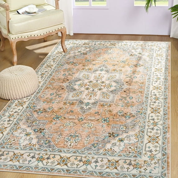Junovo 6'x9'Rugs for Living Room Boho Rug Floor Carpet,Beige