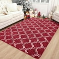 thumbnail image 1 of Junovo 7'x10'Modern Geometric Area Rug for Bedroom and Living Room, Fluffy Indoor Carpet for Family Room Decor,Wine Red, 1 of 6