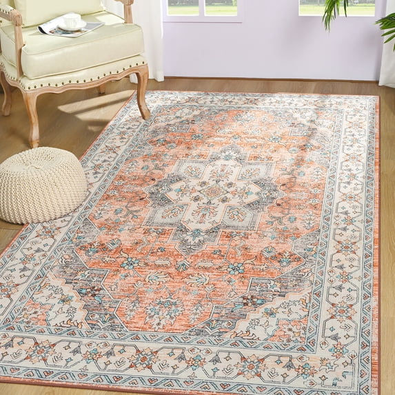 Junovo 7'x10'Rugs for Living Room Boho Rug Floor Carpet,Orange