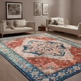 thumbnail image 1 of Junovo 9'x12'Rugs for Living Room Boho Rug Floor Carpet,Blue/Orange, 1 of 7