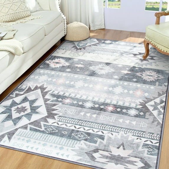 Junovo Area Rug 4'x6'Indoor Soft Rug Non Slip Rug for Living Room,Teal