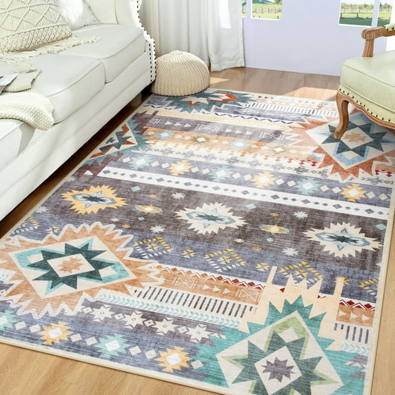 Junovo Area Rug 5'x8'Indoor Soft Rug Non Slip Rug for Living Room,Coffee