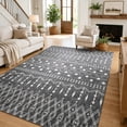 thumbnail image 1 of Junovo 8'x10'Gray Washable Non-Slip Low Pile Moroccan Geometric Area Rug for Living Room, 1 of 7