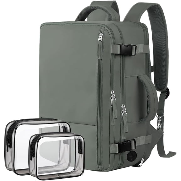 Junovo Extra Large Travel Backpack,Carry On Backpack,17 Inch Laptop Backpack,Hiking Backpack,School Bag,Olive Green