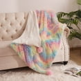 thumbnail image 1 of Junovo Faux Fur Throw Blankets,Soft Fuzzy Blankets for Sofa,Couch and Bed,Long Hair Plush Fluffy Blankets,50x60 Inches, Rainbow, 1 of 7