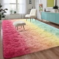 thumbnail image 1 of Junovo Gradient Modern Rugs Shaggy Rug Carpets for Bedroom, Living Room,Kids Room,5'x8',Green/Pink, 1 of 7