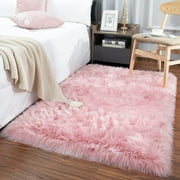 Junovo Luxury Fluffy Area Rugs Areary Rug for Bedroom Shaggy Rugs Area Carpet for Living Room Bedroom Room,2'x3',Pink