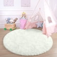 thumbnail image 1 of Junovo Luxury Round Fluffy Area Rugs for Bedroom Kids Girls Room Nursery,Super Soft Circle Rug,Cute Shaggy Carpet For Living Room,5'x5',Crean White, 1 of 8