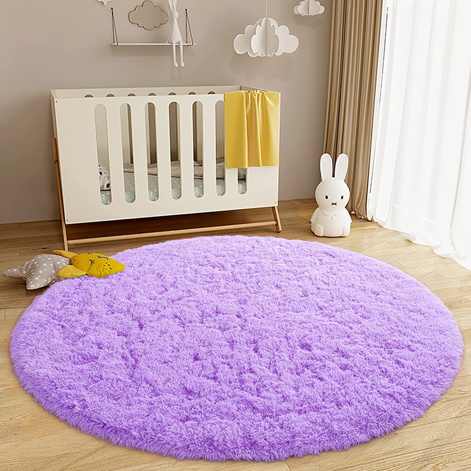Junovo Luxury Round Fluffy Area Rugs for Bedroom Kids Girls Room ...