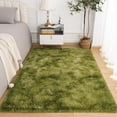 thumbnail image 1 of Junovo Luxury Velvet Shag Area Rug Modern Indoor Fluffy Rugs, Extra Comfy and Soft Carpet For Bedroom Living Room Kids Room,6'x9',Green, 1 of 7