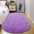 thumbnail image 1 of Junovo Oval Fluffy Area Rugs for Bedroom Plush Shaggy Carpet for Kids Room Bedside Nursery Mats, 2.6' x 5.3',Purple, 1 of 7