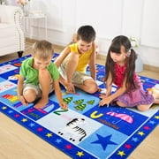 Junovo Playmat Area Rugs ABC Education Rug Non Slip Carpet for Children Bedroom, Toddler Classroom and Baby Playroom Mat,4’x6',Multi-color