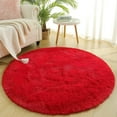 thumbnail image 1 of Junovo Round Fluffy Area Rugs For Kids Girls Princess Castle Plush Shaggy Carpet Cute Circle Nursery Rug For Kids Room Bedroom Living Room,4'x4',Red, 1 of 6