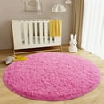 thumbnail image 1 of Junovo Round Fluffy Area Rugs For Kids Girls Princess Castle Plush Shaggy Carpet Cute Circle Nursery Rug For Kids Room Bedroom Living Room,4'x4',Hot Pink, 1 of 7