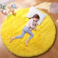 thumbnail image 1 of Junovo Round Fluffy Area Rugs For Kids Girls Princess Castle Plush Shaggy Carpet Cute Circle Nursery Rug For Kids Room Bedroom Living Room,4'x4',Yellow, 1 of 6