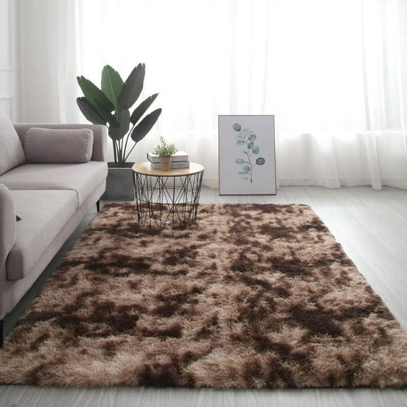 Junovo Shaggy Area Rugs for Bedroom Living Room Fluffy Rug Plush Decorative Rug for Indoor,9'x12',Coffee