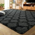 thumbnail image 1 of Junovo Shaggy Soft Rugs Bedroom Living Room Flully Carpet Home Decor Rug,4'x6',Dark Grey/Black, 1 of 6