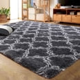 thumbnail image 1 of Junovo Shaggy Soft Rugs Bedroom Living Room Flully Carpet Home Decor Rug,6'x9',Dark Gray/White, 1 of 7