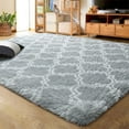 thumbnail image 1 of Junovo Shaggy Soft Rugs Bedroom Living Room Flully Carpet Home Decor Rug,6'x9',Light Gray/White, 1 of 5