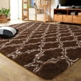 thumbnail image 1 of Junovo Shaggy Soft Rugs Bedroom Living Room Flully Carpet Home Decor Rug,8'x10',Brown/Beige, 1 of 6