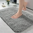 thumbnail image 1 of Junovo Soft Bathroom Rug Runner Absorbent Microfiber Bath Rugs for Bathroom Non Slip Bath Mat for Tub, Shower Floor,17"x24",Gray, 1 of 5