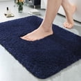 thumbnail image 1 of Junovo Soft Bathroom Rug Runner Absorbent Microfiber Bath Rugs for Bathroom Non Slip Bath Mat for Tub, Shower Floor,17"x24",Navy Blue, 1 of 6