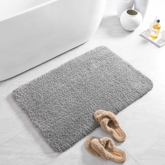 Junovo Soft Bathroom Rug Runner Absorbent Microfiber Bath Rugs for Bathroom Non Slip Bath Mat for Tub, Shower Floor, 24"x36",Gray