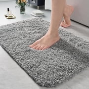 Junovo Soft Bathroom Rug Runner Absorbent Microfiber Bath Rugs for Bathroom Non Slip Bath Mat for Tub, Shower Floor, 24"x36",Gray