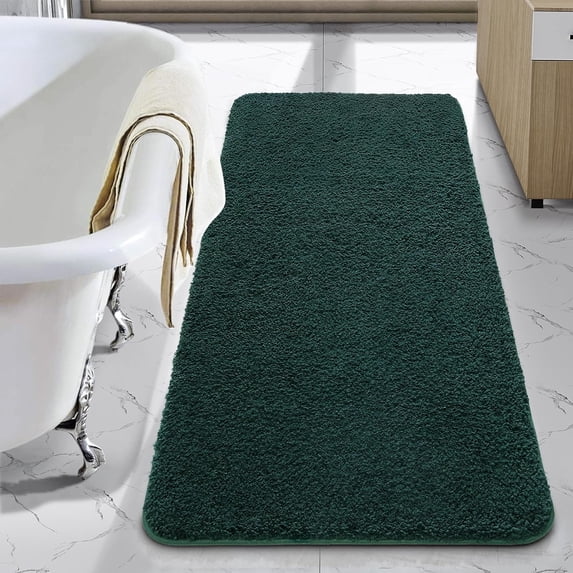 Junovo Soft Bathroom Rug Runner Absorbent Microfiber Bath Rugs for Bathroom Non Slip Bath Mat for Tub, Shower Floor,24"x48",Dark Green