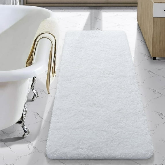 Junovo Soft Bathroom Rug Runner Absorbent Microfiber Bath Rugs for Bathroom Non Slip Bath Mat for Tub, Shower Floor,24"x48",White