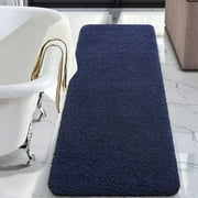 Junovo Soft Bathroom Rug Runner Absorbent Microfiber Bath Rugs for Bathroom Non Slip Bath Mat for Tub, Shower Floor,24"x70",Navy Blue