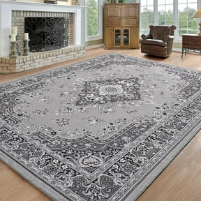 Junovo Soft Vintage Rug Print Boho Rugs Area Rug for Living Room,4'x6'Gray