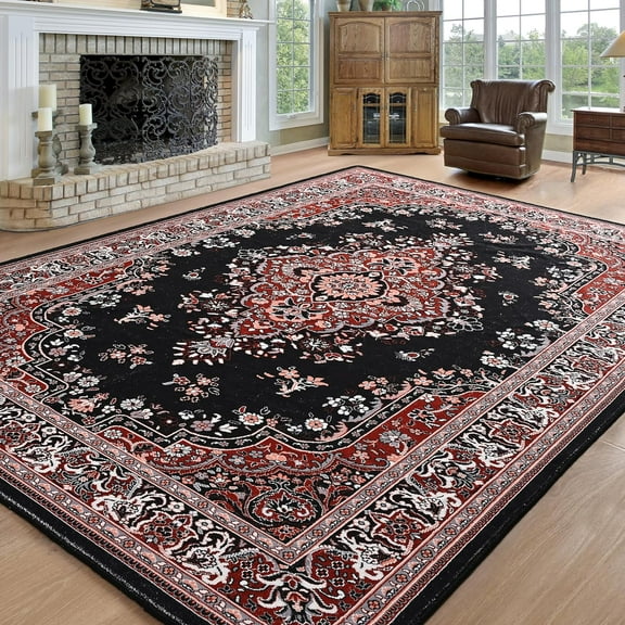Junovo Soft Vintage Rug Print Boho Rugs Area Rug for Living Room,4'x6'Red